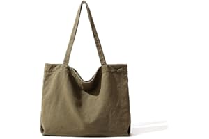 Large Canvas Tote Bag, Zipper Cotton Shoulder Bags for Women and Men, Mujer Durable Handbag Purse