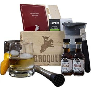 Professional Old Fashioned Cocktail Bartender Kit- Perfect for mixing old fashions (8 Piece Bar Tools Set) Comes in a Luxury Wooden Gift Crate - Whiskey Glasses - Gifts For Men - Bartending
