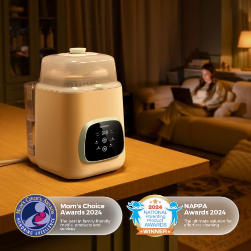 Momcozy KleanPal Pro All-in-One Bottle Washer, Sterilizer & Dryer - Matte | New Matte White Design, 26 Powerful Spray Jets, 9 Cleaning Modes, 72 Hours Storage, built for new parents' everyday feeding