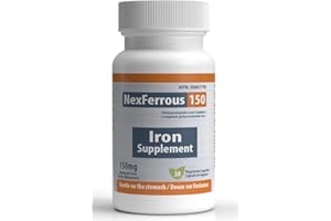 NexFerrous 150 mg | Vegan Iron Supplement | Prevention & Treatment of Iron Deficiency Anemia | Gentle on the Stomach | Easy A
