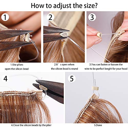 Secret Halo Hair Extensions Flip in Curly Wavy Hair Extension Synthetic Women Hairpieces 20" (Rust Brown #8A) - Thumbnail 5