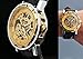 Voberry Classic Men's Leather Dial Skeleton Mechanical Sport Army Wrist Watch