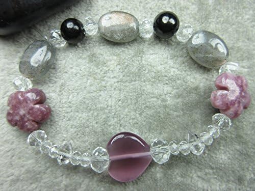 Genuine Lepidolite, Labradorite, Herkimer and Shungite Healing Bracelet Decrease Anxiety