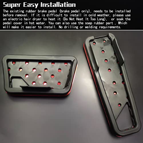 WORCAS No Drill AntiSlip Aluminum Gas Brake Pedal Cover,Accelerator