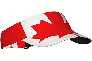 Canadian Flag Print Sports Sun Visor Hats Adjustable Adult Sunscreen Visor Cap for Men Women. Black