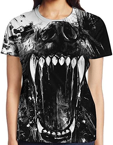 Scary Tiger3D Printed Graphic Woman Short Sleeve Colorful Round Neck Fashion T Shirt