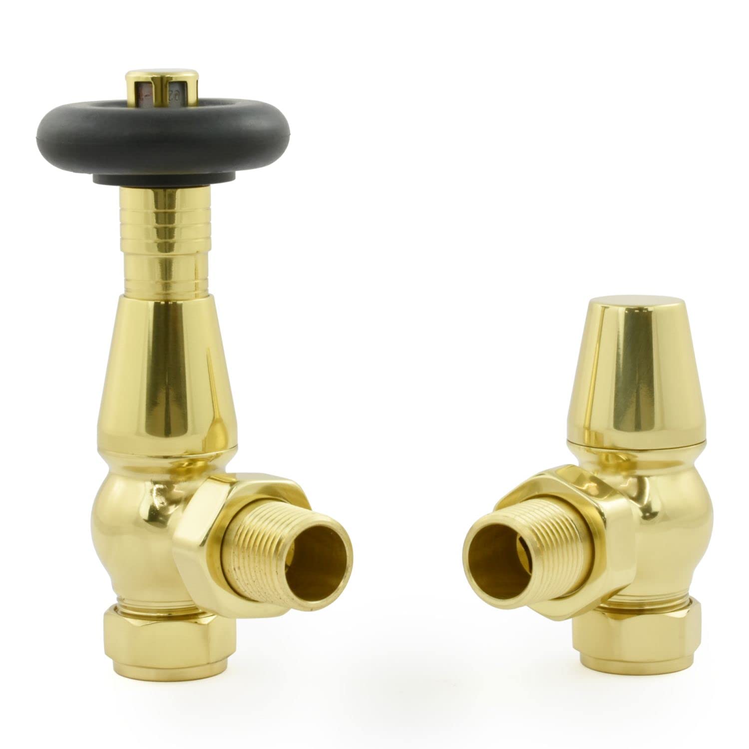 Hot Flow Brass Jordan Angled TRV Thermostatic Radiator Valve (Pair) Includes Angled TRV Body & One Lock Shield for Quick & Easy Temperature Control. — image 1