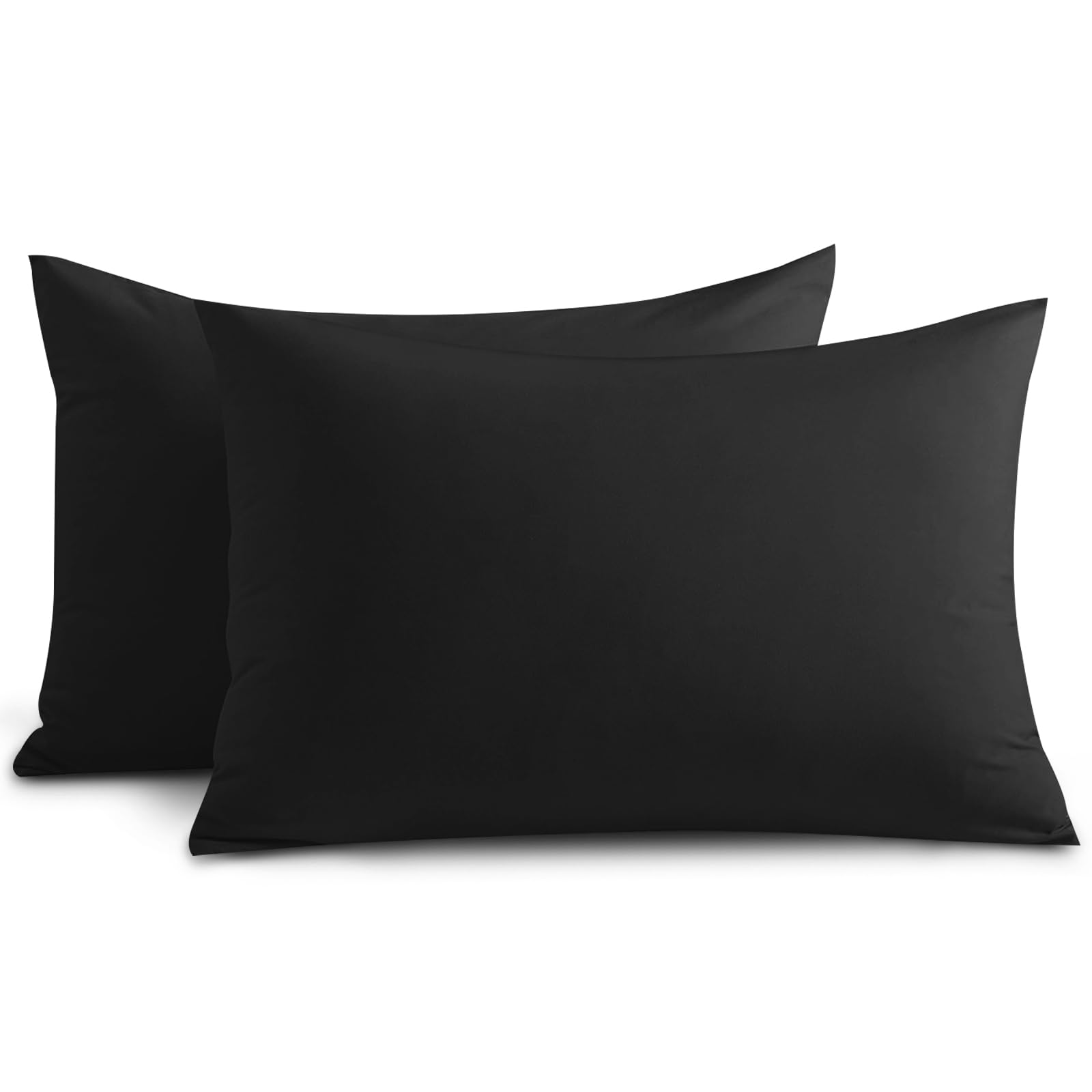 Yorkshire Bedding Pillow Cases 2 Pack - Brushed Microfiber Housewife Pillowcase Hypoallergenic Pillow Cover Standard Size with Envelope Closure (Black, 50 x 75 cm) — image 1