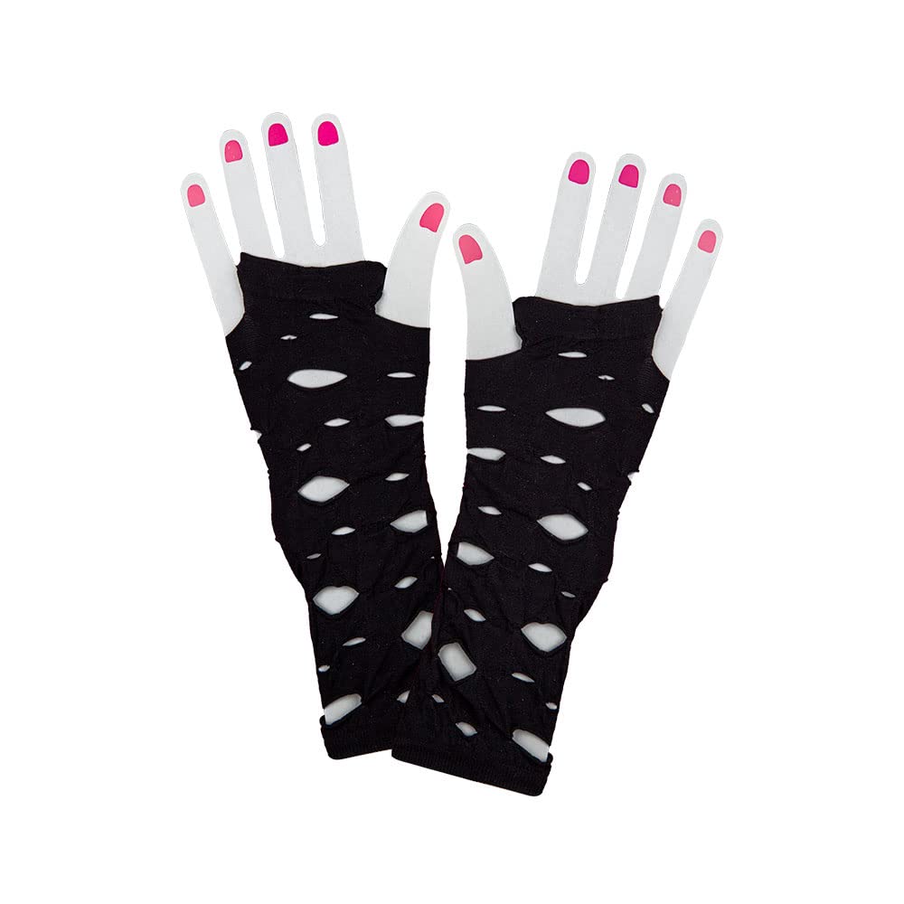 Wicked Costumes Adult Long Fingerless Ripped Gloves - Fancy Dress Accessory