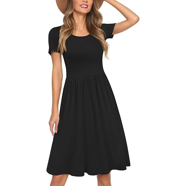 green emerald velvet dress DouBCQ Women's Casual Long Sleeve Flowy Pleated Fall Dresses with Pockets  (0-Black, S) at Amazon Women's Clothing store main image 0