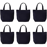 Pertion 6 Pack Small Canvas Tote Bags, 9x8x4inch Reusable Cotton Shopping Bags Bulk DIY Mini Tote Bag Gift Bags