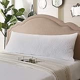 DOWNCOOL Memory Fiber Filling Body Pillow- Removable Zippered Bamboo Outer Pillow Cover- Breathable Cooling Hypoallergenic Bed Pillow for Long Side Sleeper- 20 x 54 inch