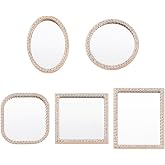HOBBIESAY 5PCS 5 Style Miniature Dollhouse Mirror Mini Dooll House Mirror Mini Framed Mirrors for Wall Compact Bedroom Furniture Accessory for Scale Dollhouse Decoration Wall Decor 1.6-2.16"