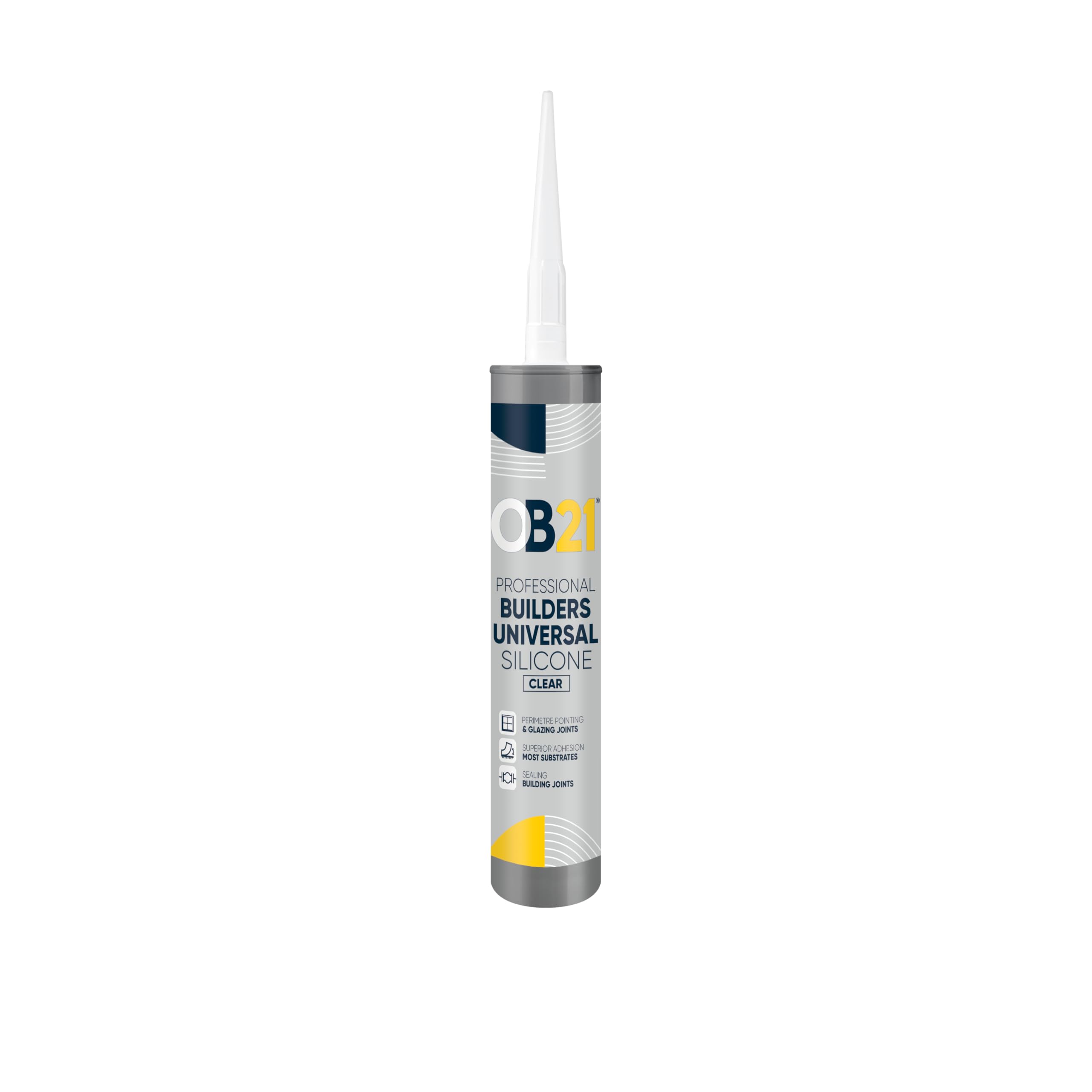 OB21 Clear Professional Builders Universal Silicone - Low Modulus - Neutral Curing - Waterproof - Weather & UV Resistant - 310ml