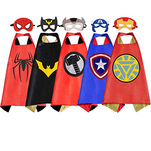 RioRand Dress Up Costumes Cartoon Kids 5 Superhero Capes Set for Costumes Birthday Party Gifts (5pcs for boy)