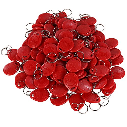 HWMATE 125khz RFID Smart Em Id Read Only Entry Access Keyfob Tag Token Keychain Card Color Red (100 Pack) - Thumbnail 2