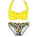 Fin Fun Mermaid Girls Sea Wave Bikini Set, Yellow Top, Rainbow Reef Bottom, Medium