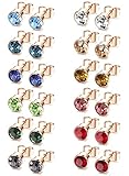 FUNRUN 12 Pairs Stainless Steel Stud Earrings for Men Women Piercing Earrings CZ Studs 6mm