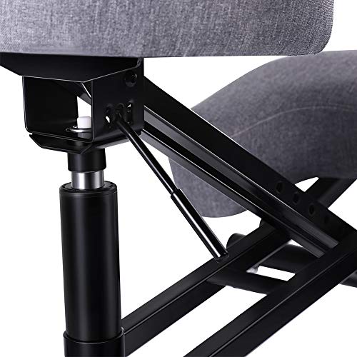 SUPERJARE Adjustable Kneeling Chair, Ergonomic Working Stool W/ 4” Cushion Office Home - Ideal for Neck, Spine, Back Problems - Dark Gray (Cotton & Linen)