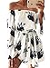 PiePieBuy Women Sexy A-Line Off Shoulder Floral Print Maxi Dress Lace Up Waist Casual
