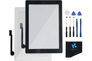 KAKUSIGA Compatible with ipad 3th Generation Touch Screen Glass Digitizer Replacement, Home Button Flex, Adhesive Tape, Repair Tools kit (Black)