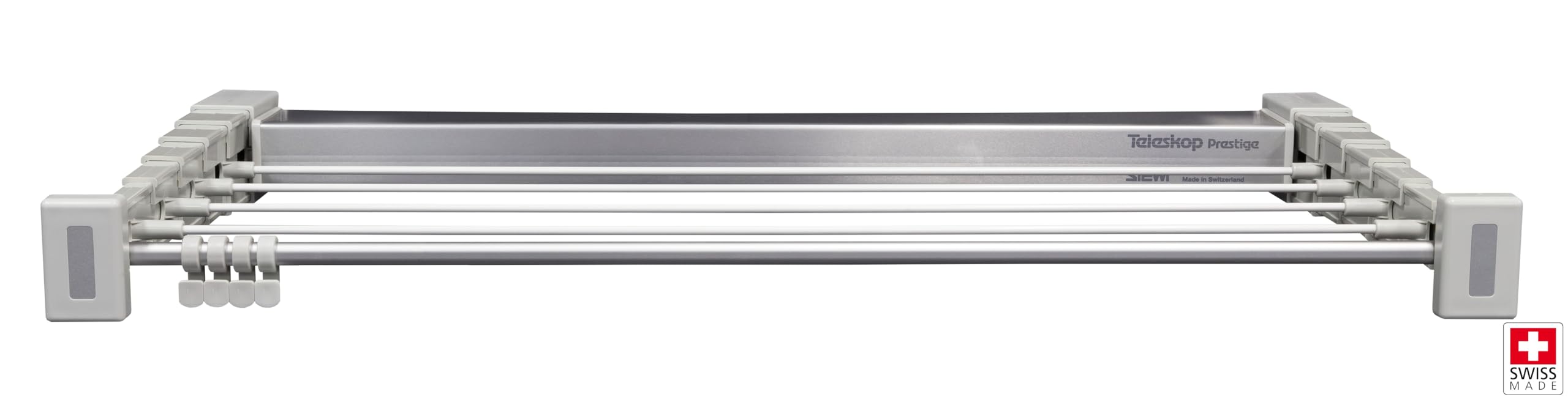 stewi Telescopic Prestige 100 Aluminium Wall Clothes Dryer, Plastic, Aluminium, Silver/Grey, 100 x 10 cm