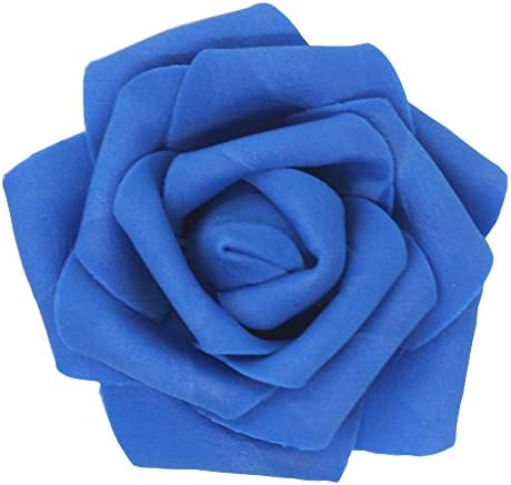 7cm DIY Real Touch 3D Artificial Floral Foam Roses Head Without Stem for Wedding Party Home Decoration-50pcs (Royal Blue)