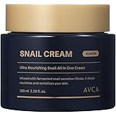 AVCA Snail Mucin Face Cream Moisturizer 100ml(3.38 fl. oz) – Hydrating Anti Aging Korean Skin Care, Helps Improve Elasticity & Fine Lines with HA & Collagen