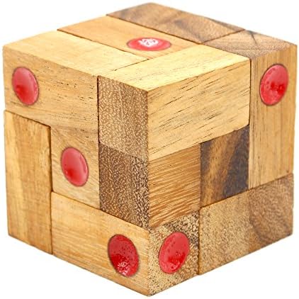 The Domino Cube Wooden Puzzle 3D cube Interlocking Brain Teaser
