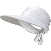 Women Visor Sun Hat Adjustable Foldable Wide Brim Sun Hats Summer UPF 50+ UV Protection Visor Cap for Outdoor Beach