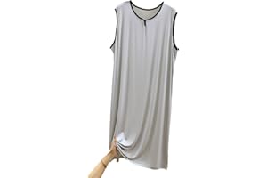 RUHANE Men's Sleeveless nightgowns, Mens Classic modal Pajamas Ultra Soft Nightshirt Loose fit Nightdress L-3XL