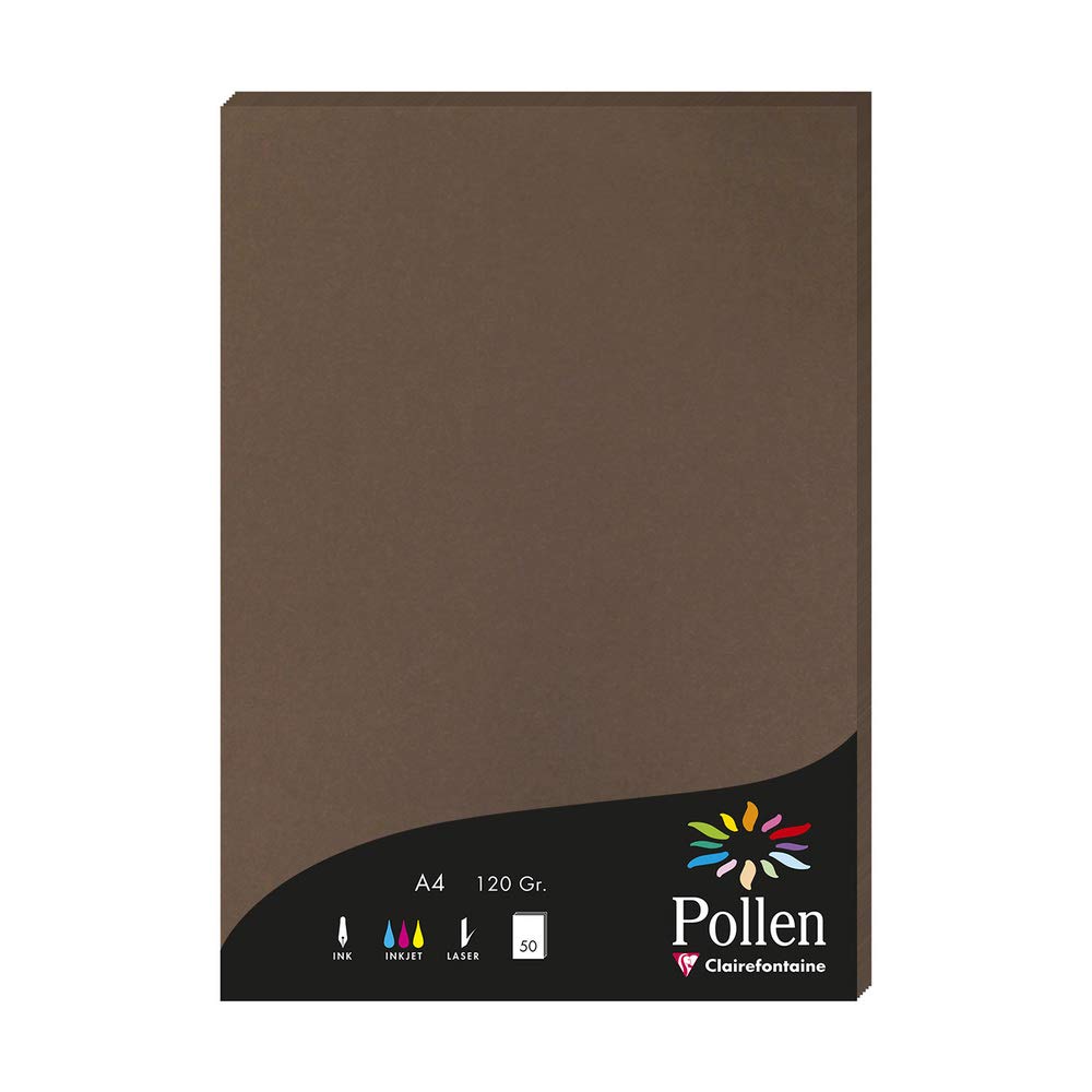 Clairefontaine 4292C Wallet of 50 Sheets Format A4 (21x29,7cm) 120gsm colour Taupe Brown Invitation Paper Events Correspondence Pollen Range Premium Smooth