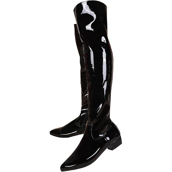 Amazon.com | UniqueStride Womens Flat Thigh High Chunky Heels