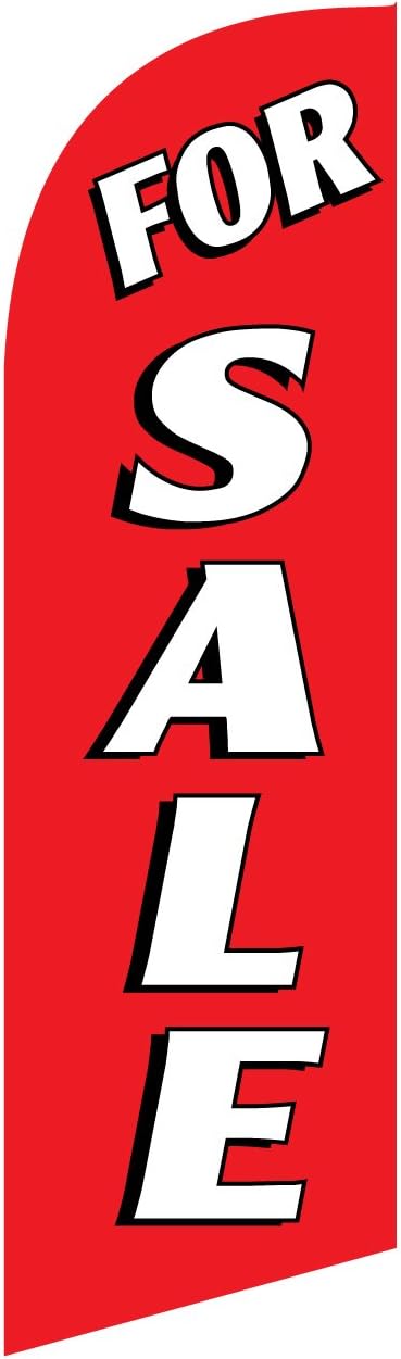Real Estate For Sale Feather Banner Flag Sign with Flag Pole, Ground Stake, and Travel Bag