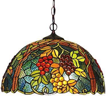 Luxurefan European Style 12-Inch Stained Glass Tiffany Mini Pendant Lamp with 1 Light Pure Handmade Art Chandelier for Restaurant Bedroom (Type 3)