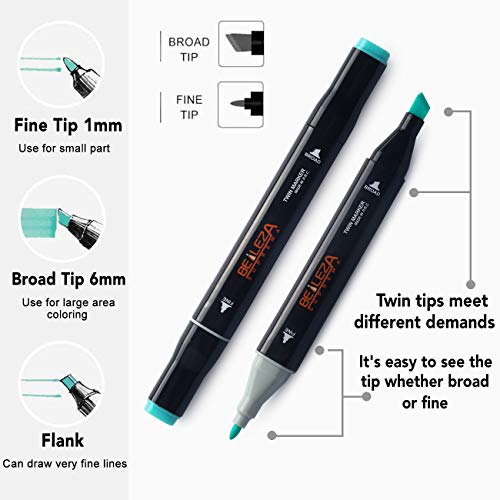 101 Colors Alcohol Markers Dual Tips Permanent Art Markers Pen for Adult, Alcohol-Based Highlighter Pen Sketch Markers for Painting, Coloring, Sketching and Drawing with carrying case