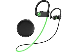 Stiive Bluetooth Headphones, 5.3 Wireless Sports Earbuds IPX7 Waterproof with Mic, Stereo Sweatproof in-Ear Earphones, Noise Cancelling Headsets for Gym Running Workout, 16 Hours Playtime - GreenBlack