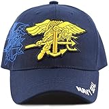 THE HAT DEPOT Navy Embroidered Military Baseball Cap Hat (Navy Seal)