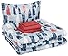 Amazon Basics Kid's Easy Care Microfiber Bed-in-a-Bag 5-Piece Bedding Set, Twin, Red and Blue Feathers