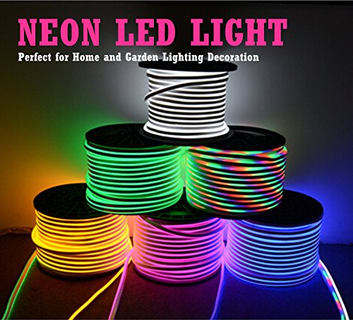 LED NEON Light, IEKOVTM AC 110-120V Flexible LED Neon Strip Lights, 120 LEDs/M, Dimmable, Waterproof 2835 SMD LED Rope Light + Remote Controller for Home Decoration (65.6ft/20m, Blue)
