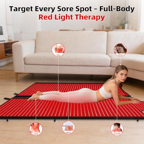 Red Light Therapy Mat Full Body with 2630 LEDs, 74.8"x33.6" Flexible Infrared Red Light Blanket for Home Use, Dual 660nm & 850nm, Adjustable Modes and Timer Control