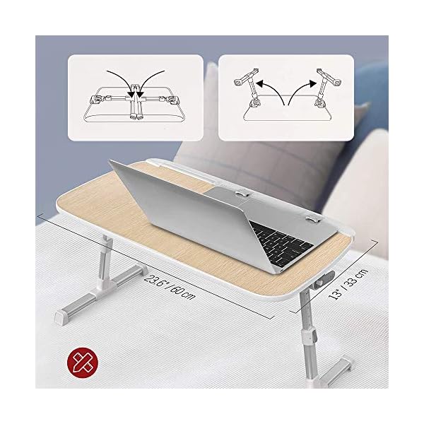 TaoTronics Laptop Table,Foldable Laptop Desk for Bed , Height and Angle Adjustable Lap Bed Desk,Portable Bed Tray Table…