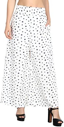 Eldino® Women's Palazzo Pants Crepe Wide Leg High Waist Pajama Lounge Pants