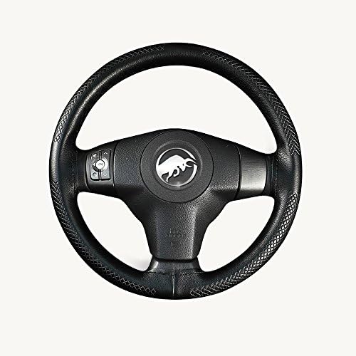 Black Leather Steering Wheel Cover,DIY Stitching Wheelskins,Best Universal Steering Wheel Wrap for Car Interior Decor