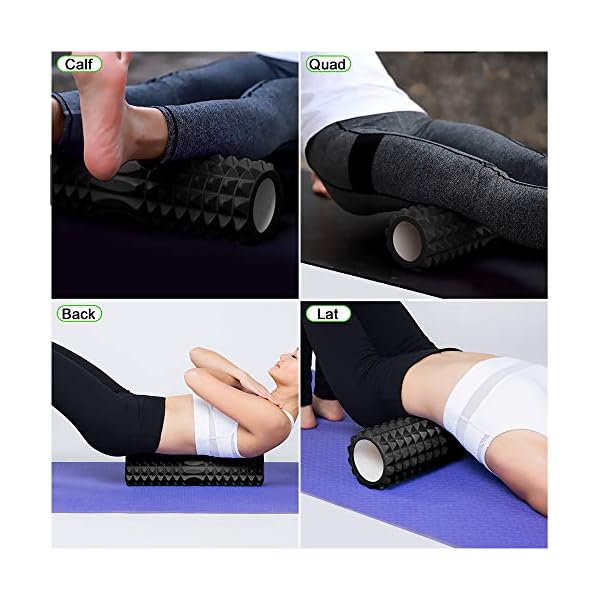 Odoland-18-Large-Size-Foam-Roller-5-Piece-Set-with-Lightweight-Muscle-Roller-Stick-and-2-Massage-Balls-High-Density-for-Physical-Therapy-Deep-Tissue-Trigger-Pain-Relief-Myofascial-Release Odoland 45cm Large Size Foam Roller Set with Roller Massage Stick, 2 Muscle Massage Balls and Carry Bag, High Density…