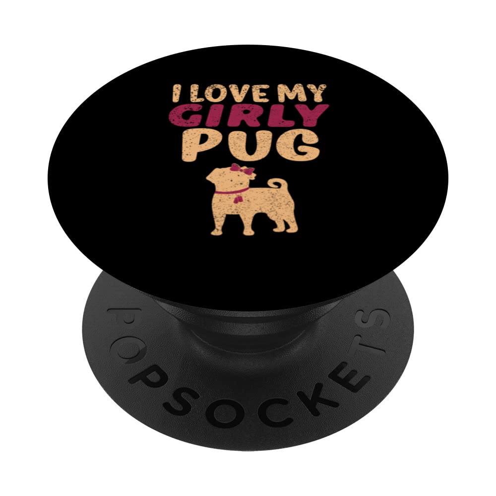 Pug Canine Pet Funny Girl Dog Girly Gender Reveal Cute PopSockets Swappable PopGrip