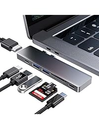 USB C Hub for Macbook Pro, USB Type C to HDMI Hub, USB C to HDMI, 2 USB 3.0 Ports, TF SD Card Reader, USB C Power Delivery, 7-in-2 Aluminum USB C Adapter for MacBook Pro 13” and 15” 2016 2017 2018