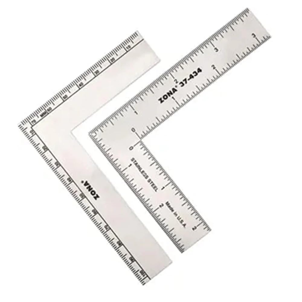 Olson L-Square Ruler, 3-Inch x 4-Inch, Stainless Steel, Solid Construction
