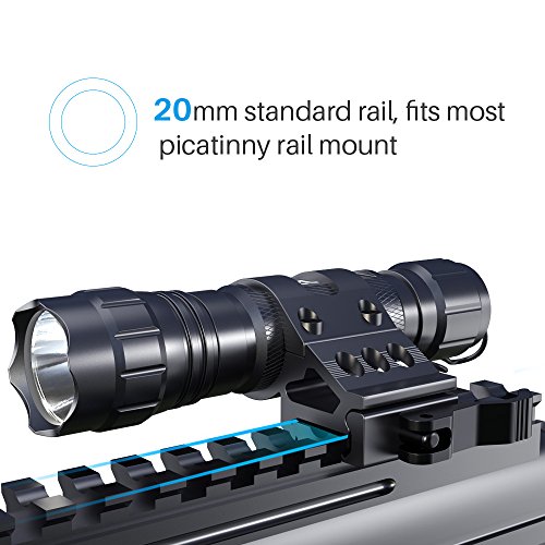 CISNO Tactical Flashlight Led 1000LM Hunting Flashlight Torch with Pressure Switch and 45ï½žQuick Release Offset Rail Mount