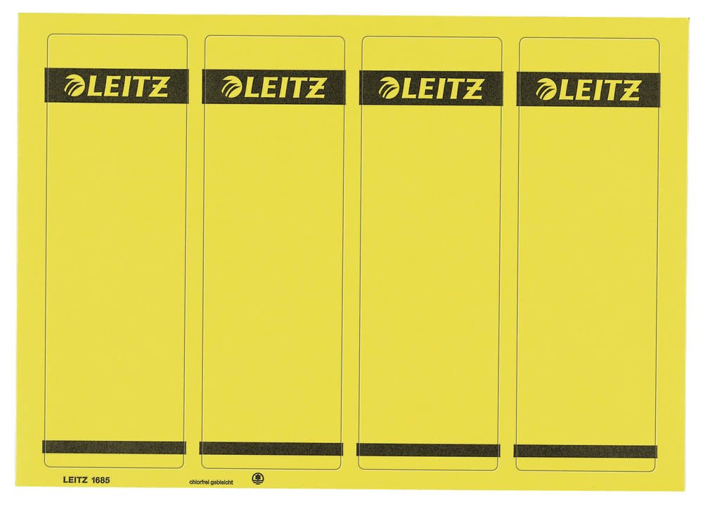 Leitz PC Printable Self Adhesive Spine Labels for Standard 80 mm Lever Arch Files, Wide and Short, 61.5 x 192 mm, Paper, 16852015 - Yellow, Pack of 100